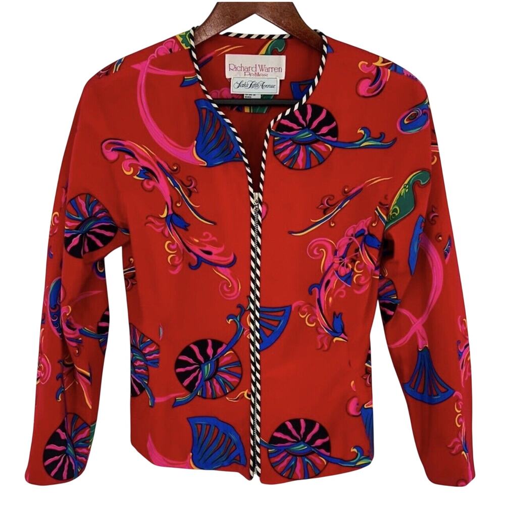 Richard Warren Sz 6 Petites For Saks Fifth Silk Jacket Blazer 80s 90s Vintage